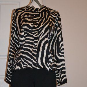 Vintage Valentino 100% silk women's blouse animal print, size 10